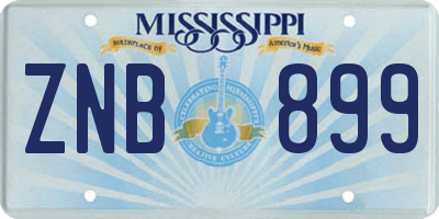 MS license plate ZNB899