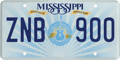 MS license plate ZNB900