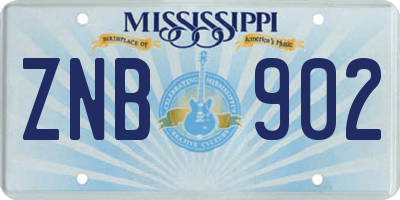 MS license plate ZNB902