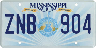 MS license plate ZNB904
