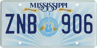 MS license plate ZNB906