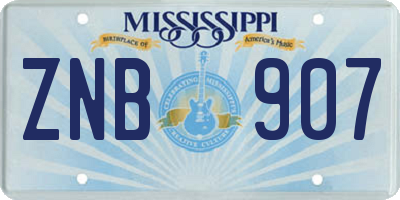 MS license plate ZNB907