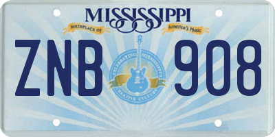 MS license plate ZNB908