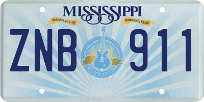 MS license plate ZNB911