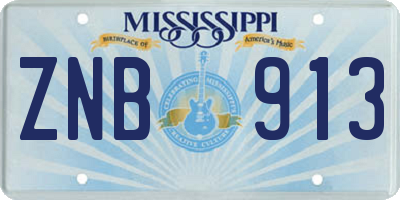 MS license plate ZNB913