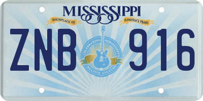 MS license plate ZNB916