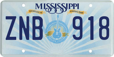 MS license plate ZNB918