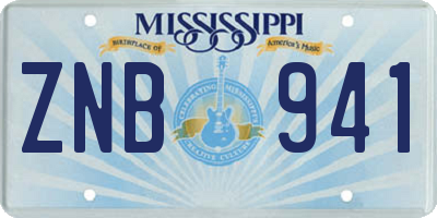 MS license plate ZNB941