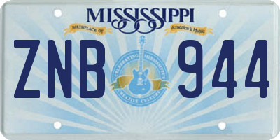 MS license plate ZNB944
