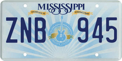 MS license plate ZNB945