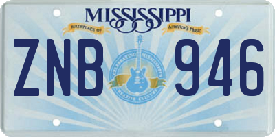 MS license plate ZNB946