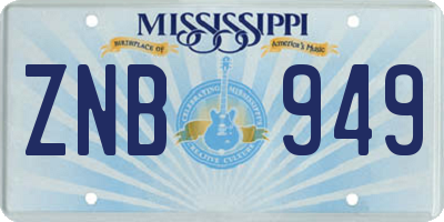 MS license plate ZNB949