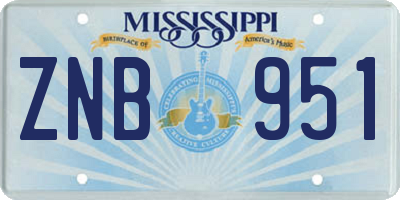 MS license plate ZNB951