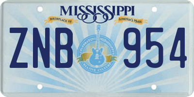 MS license plate ZNB954
