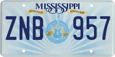 MS license plate ZNB957
