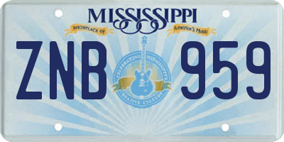 MS license plate ZNB959