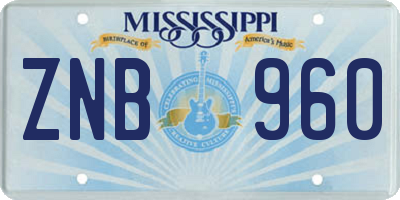 MS license plate ZNB960