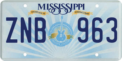 MS license plate ZNB963
