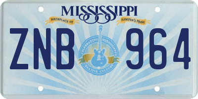 MS license plate ZNB964