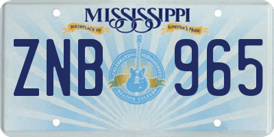 MS license plate ZNB965