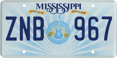 MS license plate ZNB967