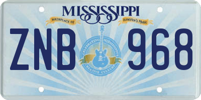 MS license plate ZNB968
