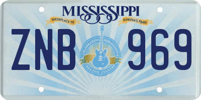 MS license plate ZNB969