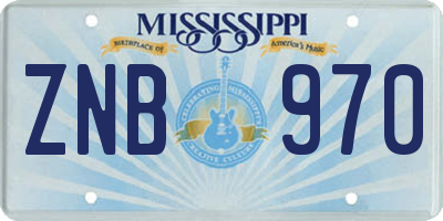 MS license plate ZNB970