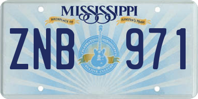 MS license plate ZNB971