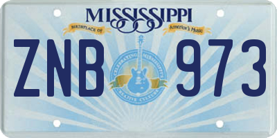 MS license plate ZNB973