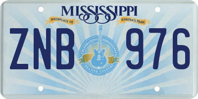 MS license plate ZNB976