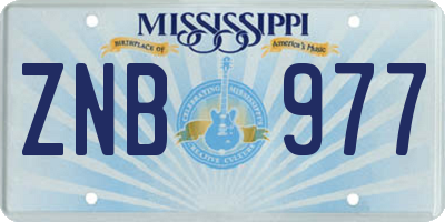 MS license plate ZNB977