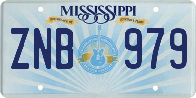 MS license plate ZNB979