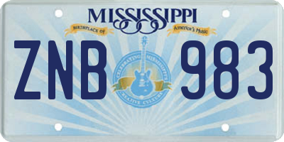 MS license plate ZNB983