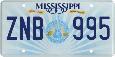 MS license plate ZNB995