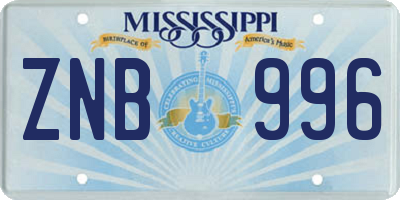 MS license plate ZNB996