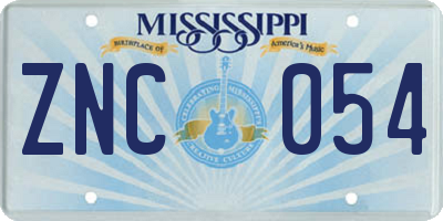 MS license plate ZNC054