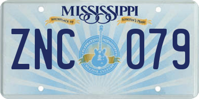 MS license plate ZNC079