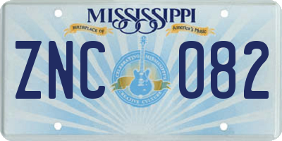 MS license plate ZNC082