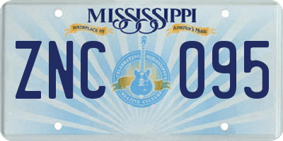 MS license plate ZNC095
