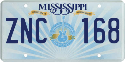MS license plate ZNC168
