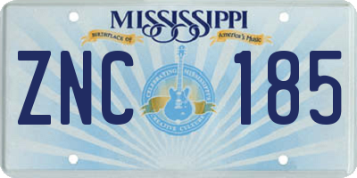 MS license plate ZNC185