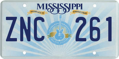 MS license plate ZNC261