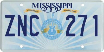 MS license plate ZNC271