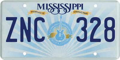 MS license plate ZNC328