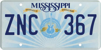 MS license plate ZNC367