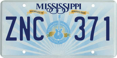 MS license plate ZNC371