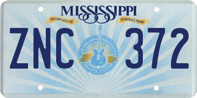 MS license plate ZNC372