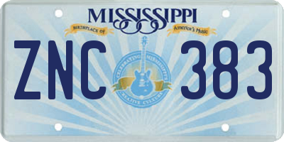 MS license plate ZNC383