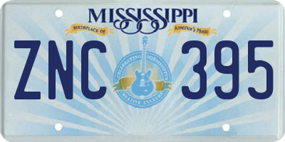MS license plate ZNC395